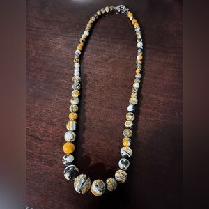 Elegant Black and Orange Beaded Necklace